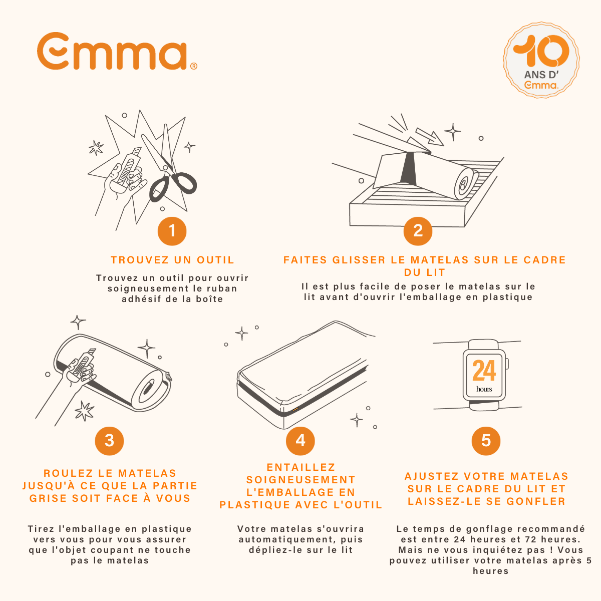 EMMA | Matelas Original version Hybride 160x200 | Mémoire de Forme + Ressorts | Dos Apaisé | Soutien Et Respirabilité | 25 cm - 8