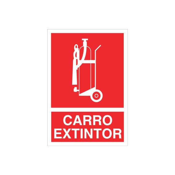 Señal de socorro Carro extintor de texto y pictograma Luminiscente ...