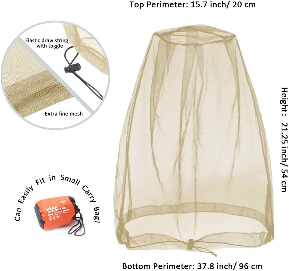 Lot De 3 Filets De Tête Anti-Moustiques - Protection Visage Et Cou Pour Randonnée, Camping Et Jardinage