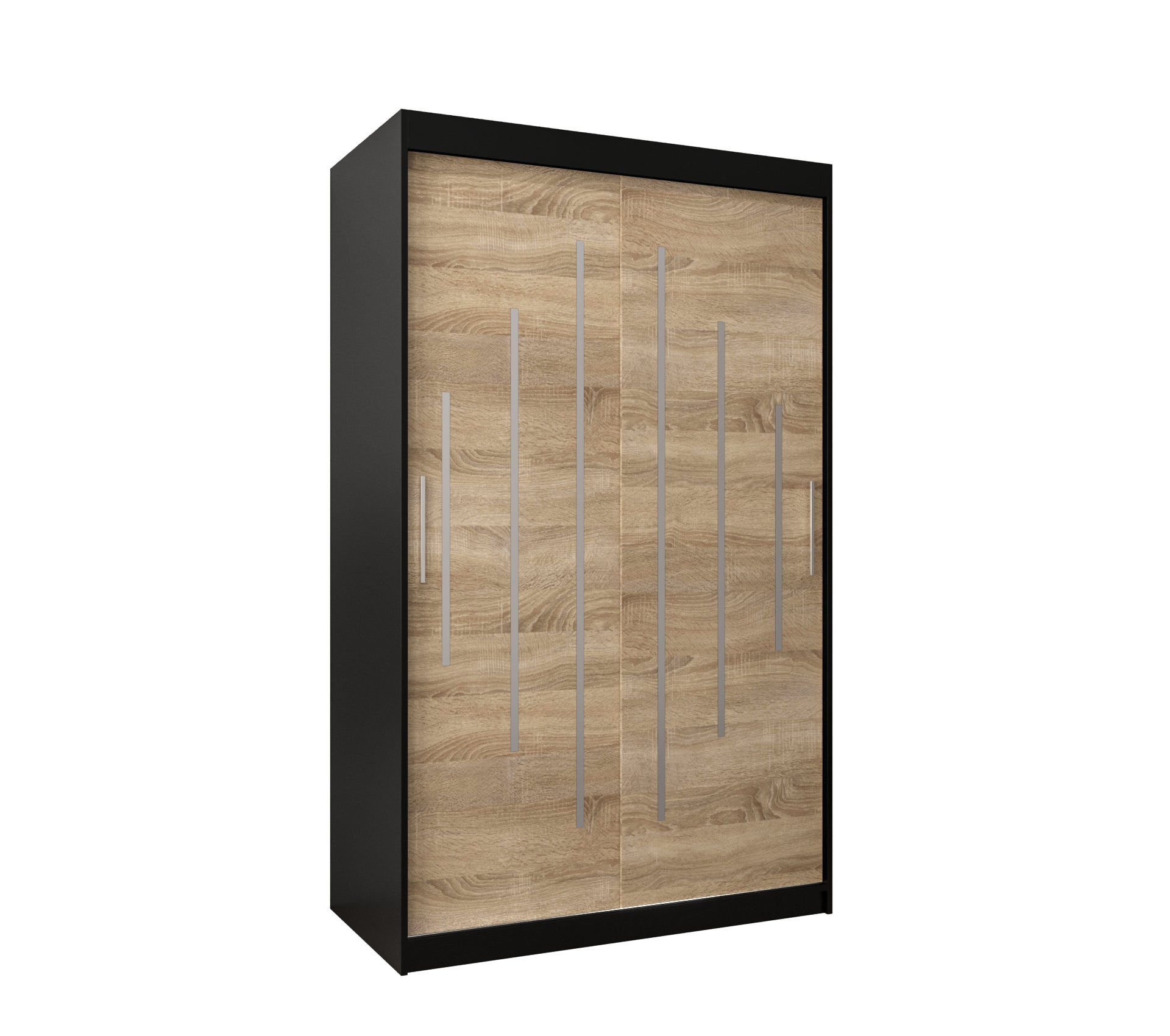 Szafa przesuwna garderoba York 120 x 62 x 200 cm Czarny + Sonoma - Abiks Meble
