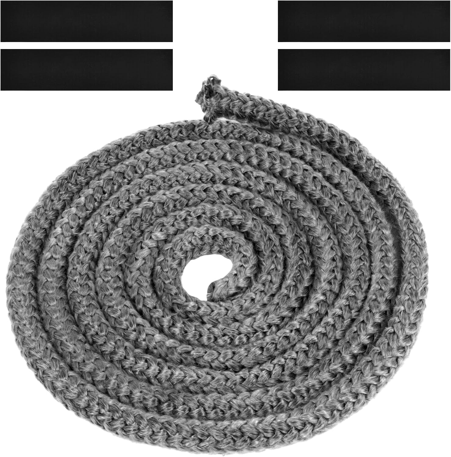 Uszczelka pleciona do wkładu i pieca, 10 mm x 2,5 m, z włókna szklanego, z 4 taśmami, do pieca opalanego drewnem, kominka, ciemnoszara