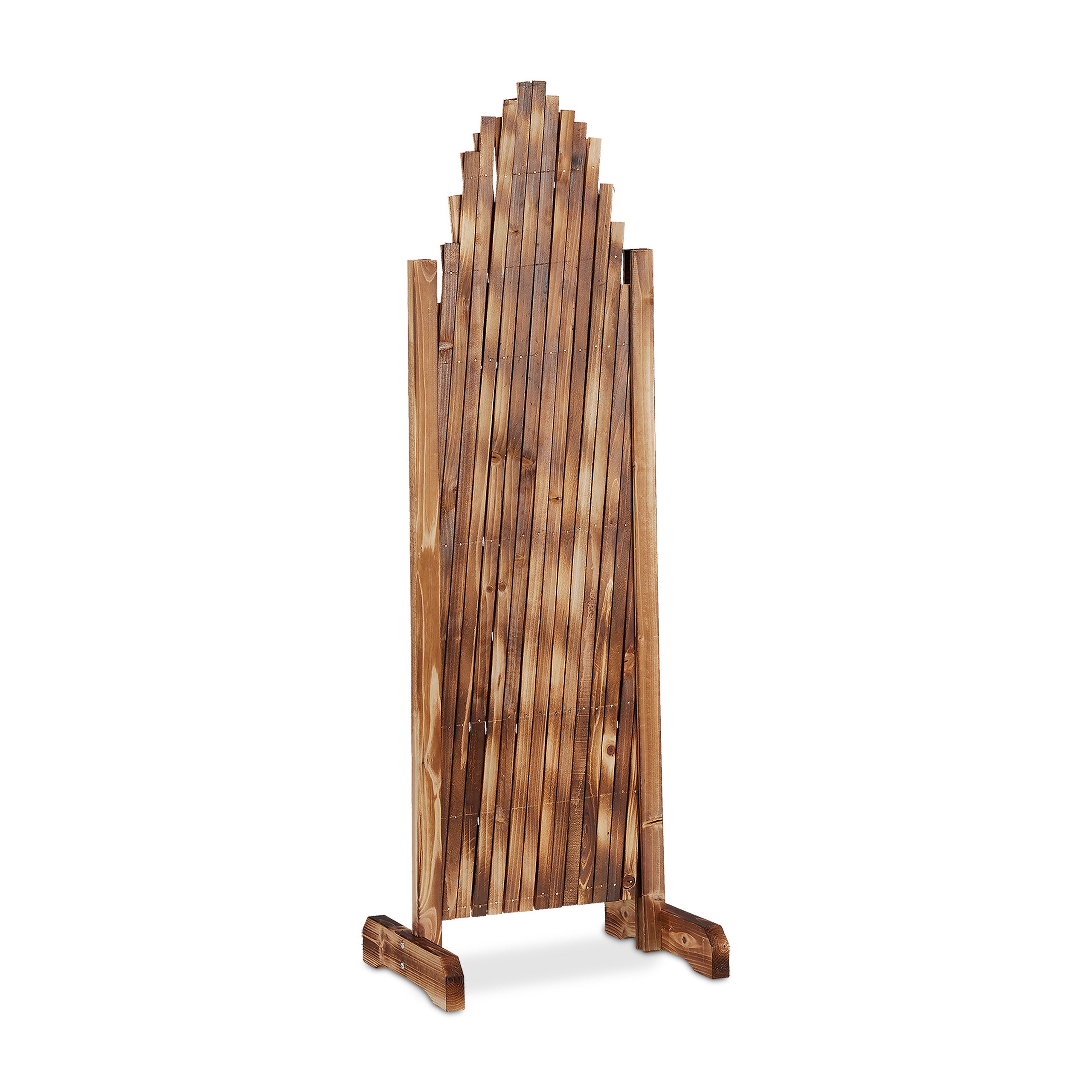 Treillis jardin en bois extensible 200cm, Clôture grillage pliable, Plante grimpante Brise-vue balcon, flambe, Relaxdays - 6