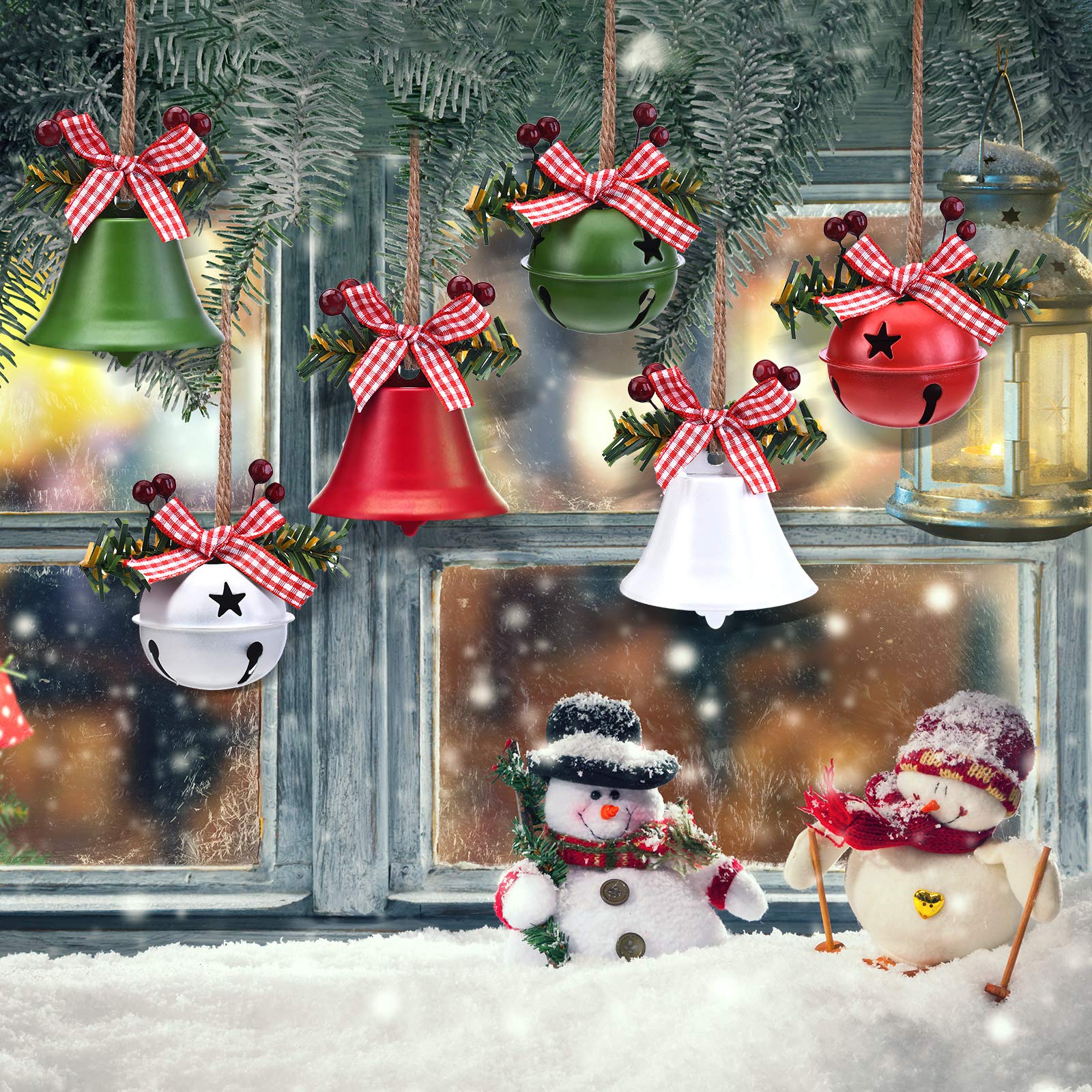 Cloches de noël , décorations suspendues pour arbre de noël, cloches surdimensionnées avec découpes en étoiles, 6 pièces - 5