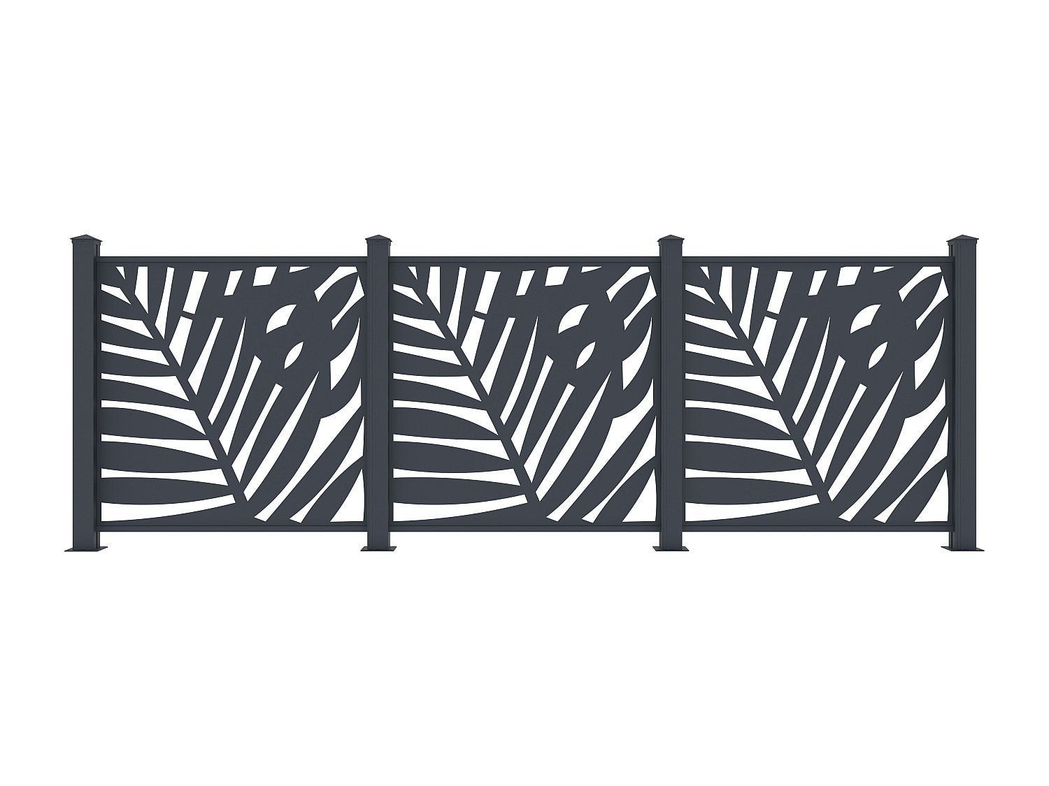 Clôture à poser en aluminium à motif tropical en découpe laser - Kit extension - H114 x L110 cm - Anthracite - TOGIRO - 4