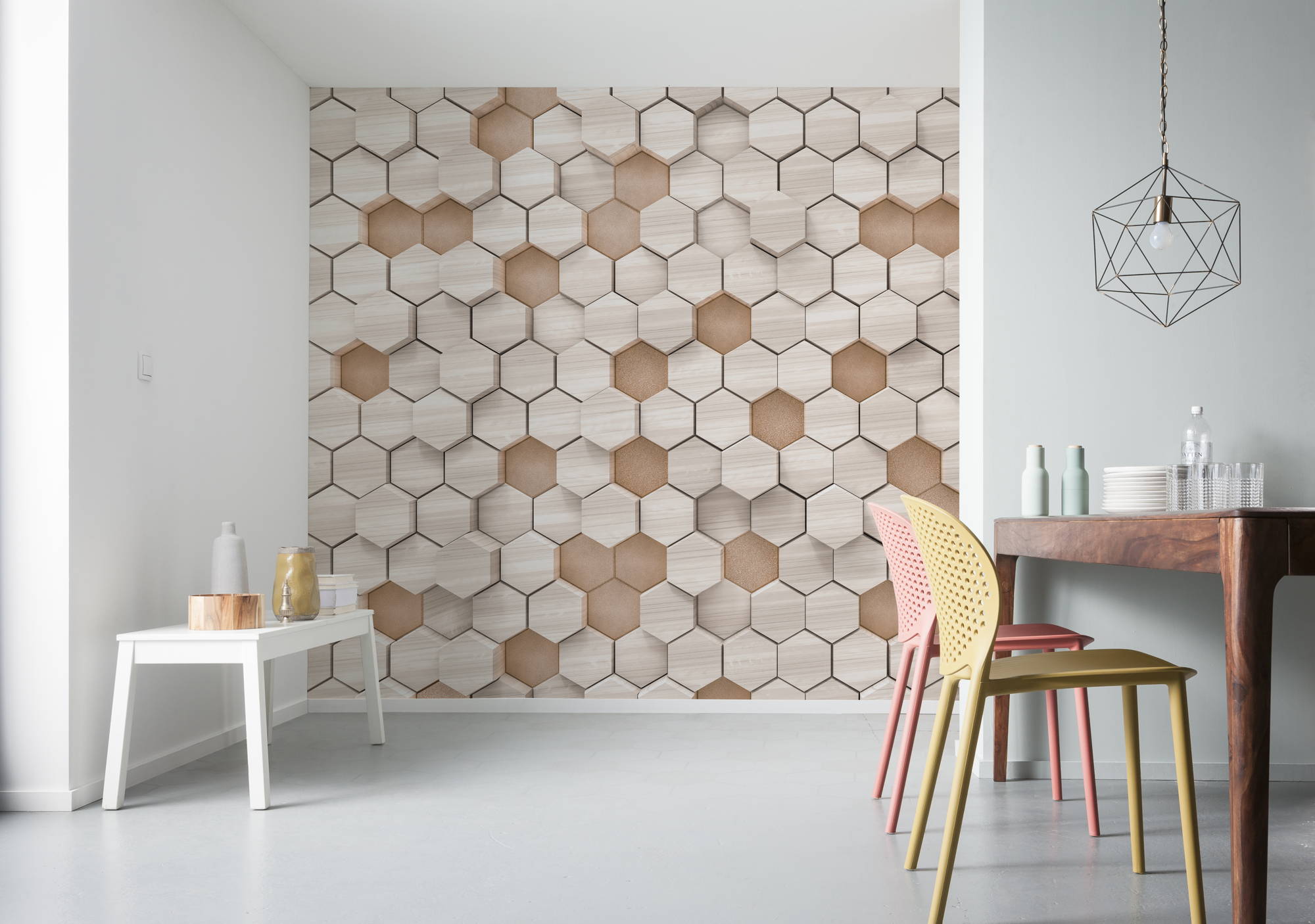 Fototapeta sześciokąt beżowymIpiaskowym - 400 x 250 cm - SANDERS &amp; SANDERS