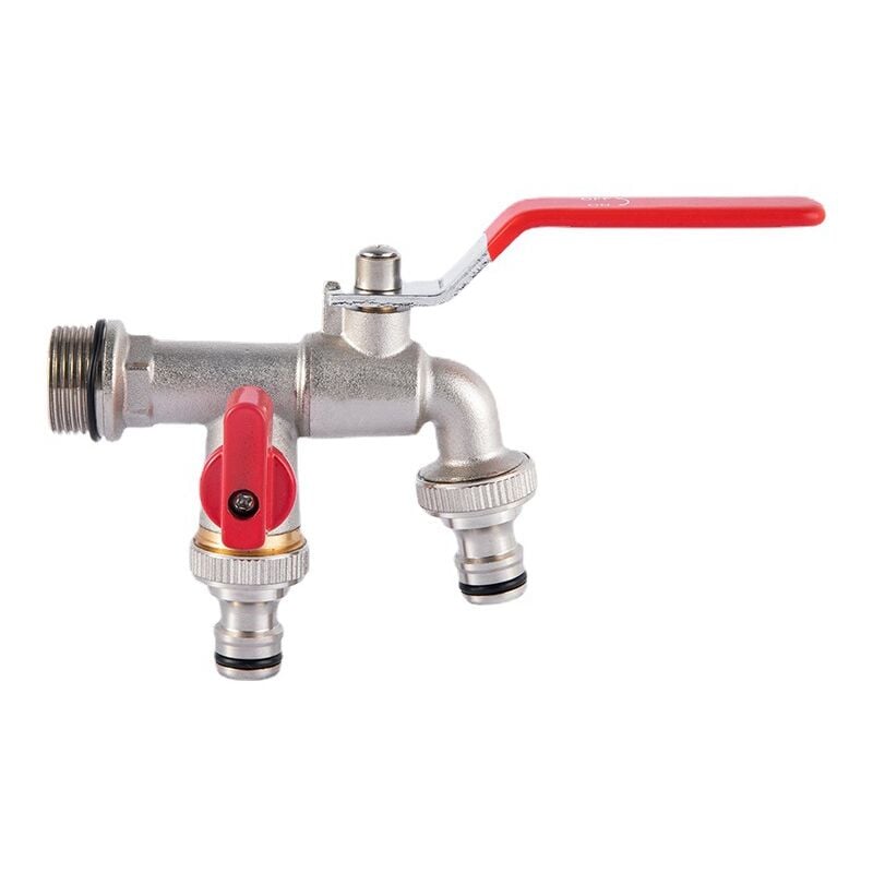 Kran ogrodowy z podwójną głowicą prysznicową, kran mosiężny, wysokiej jakości kran 3/4 cala - czerwony