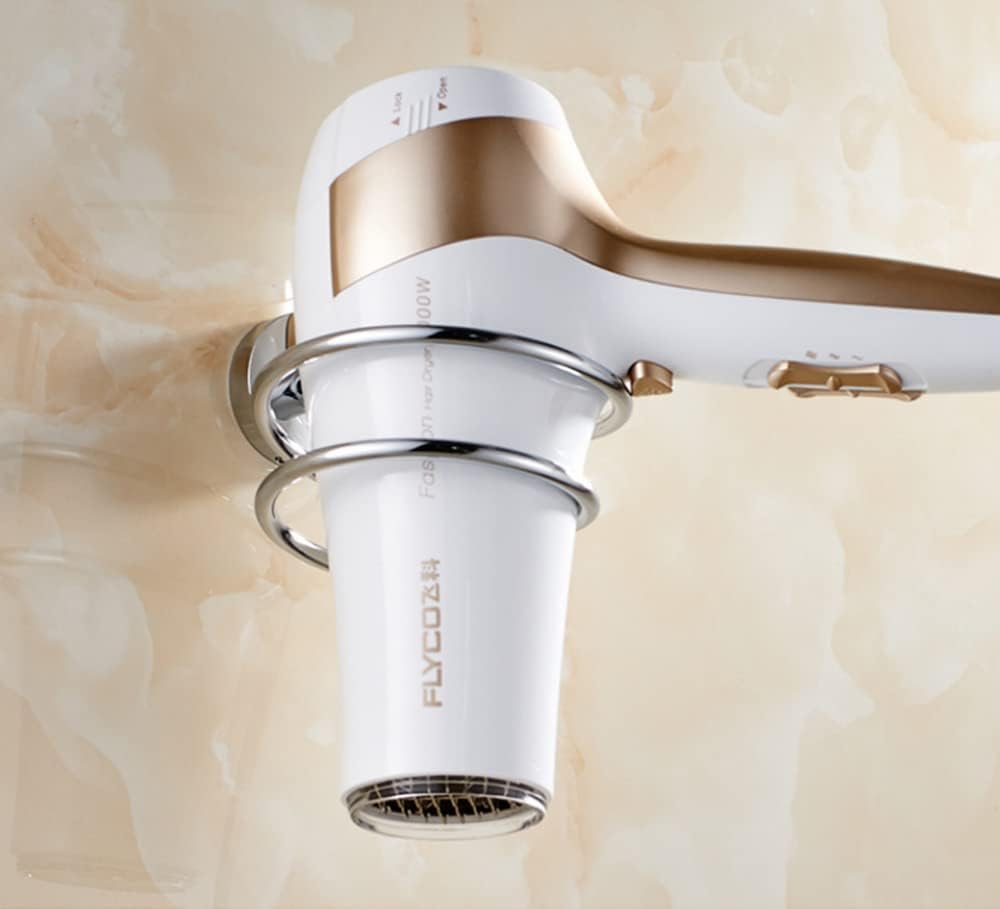 Supporto Parete Per Asciugacapelli In Acciaio Inox 304 Color Oro – Salvaspazio Per Bagno E Camera, Con Viti