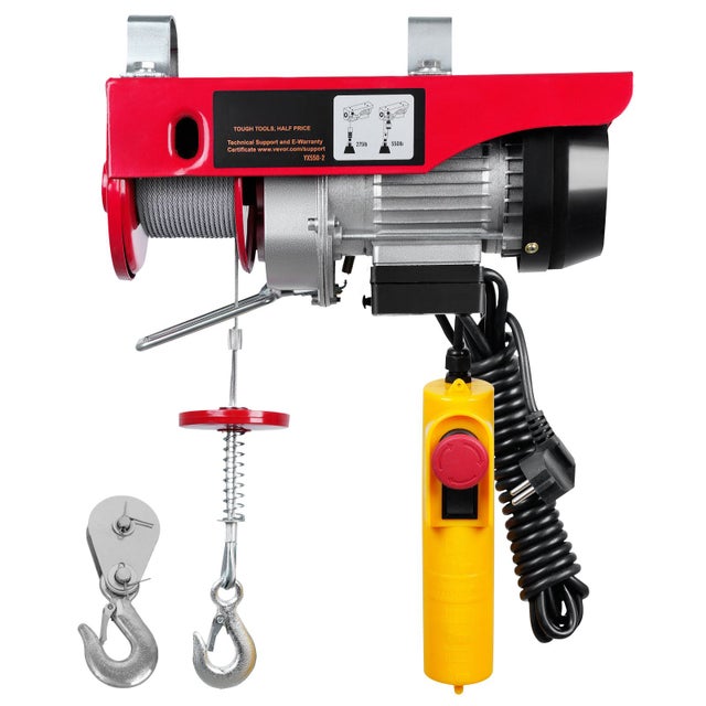 Palan électrique 249.5 kg, treuil 510W 220V avec télécommande 4.27m, monte-charge de levage à câble d'acier 12m pour garage et entrepôt usine