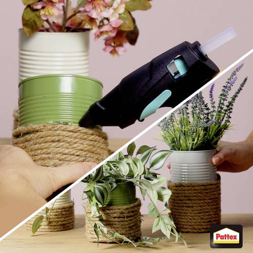 Pattex Pistola adesiva Made at Home, colla per lavori creativi fatti in casa, set di 1x pistola adesiva e 6x stick adesivi a caldo con diametro di 11 - 3