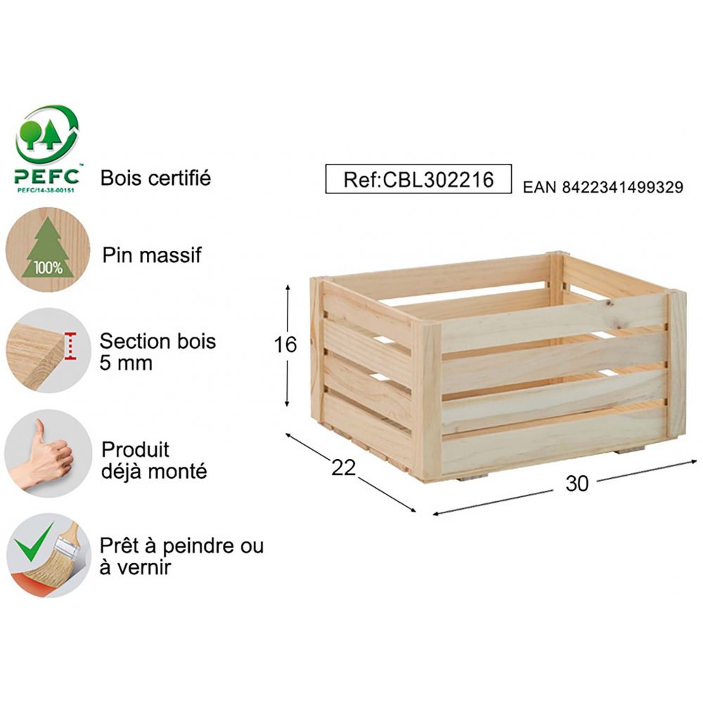 Caisse de rangement en pin massif Home box Moyenne Astigarraga - 7