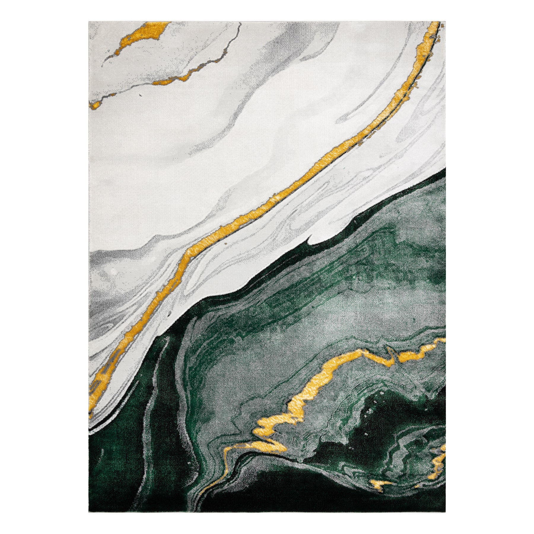 Dywan EMERALD ekskluzywny 1017 glamour, stylowy marmur butelkowa zieleń / złoty 160x220 cm - 3
