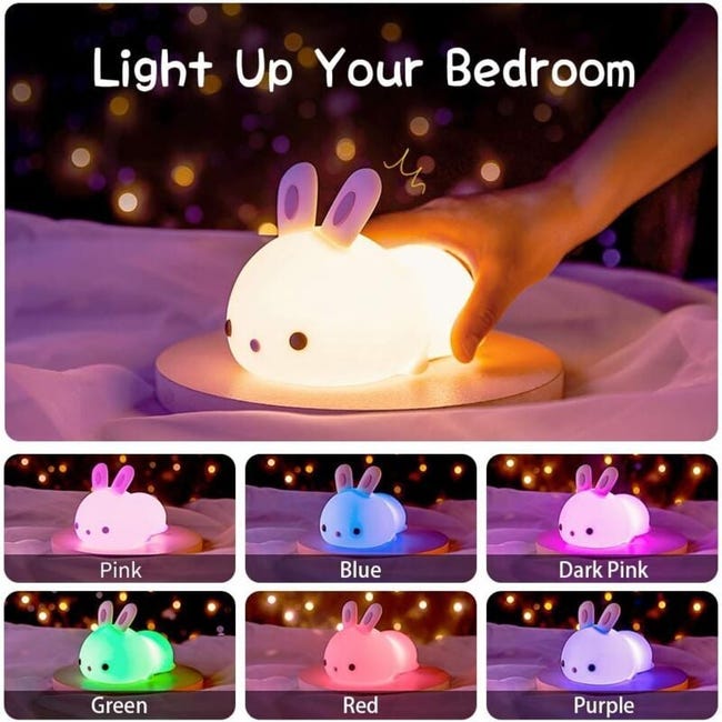Luce notturna LED ricaricabile per bambini, luce notturna tattile a forma di coniglio con 7 colori, luce notturna portatile in silicone, regalo | Leroy Merlin Luce notturna LED ricaricabile per bambini, luce notturna tattile a forma di coniglio con 7 colori, luce notturna portatile in silicone, regalo | Leroy Merlin