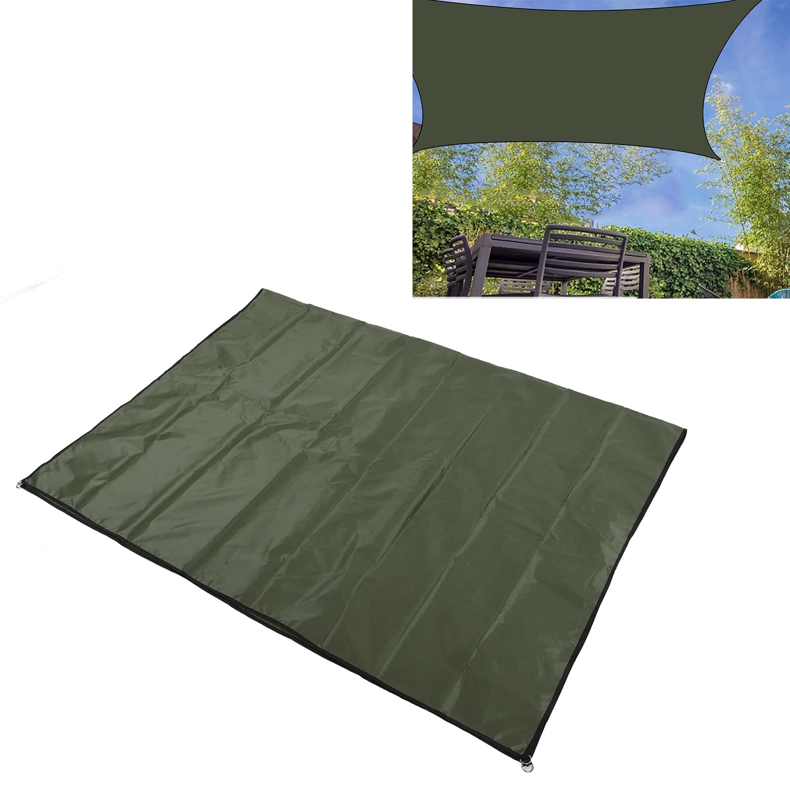 Voile d'ombrage rectangulaire pliable anti-UV pour cour, jardin, piscine (v - 2