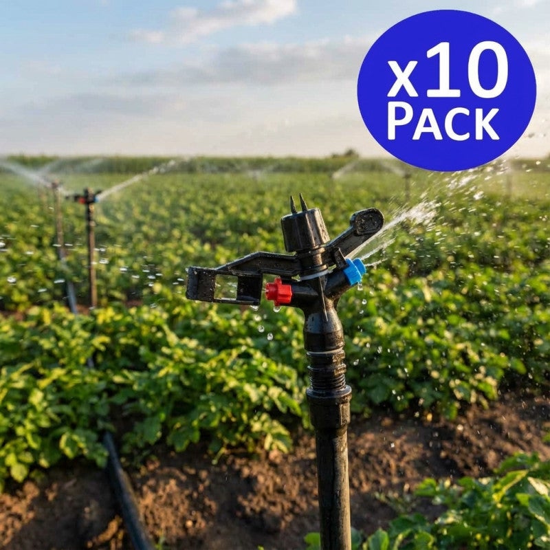 Aspersor de Riego Agricola Circular 1/2'' | Pack 10 Aspersores con Alcance 8 a 12 m | Aspersor de Jardin 360º - 6