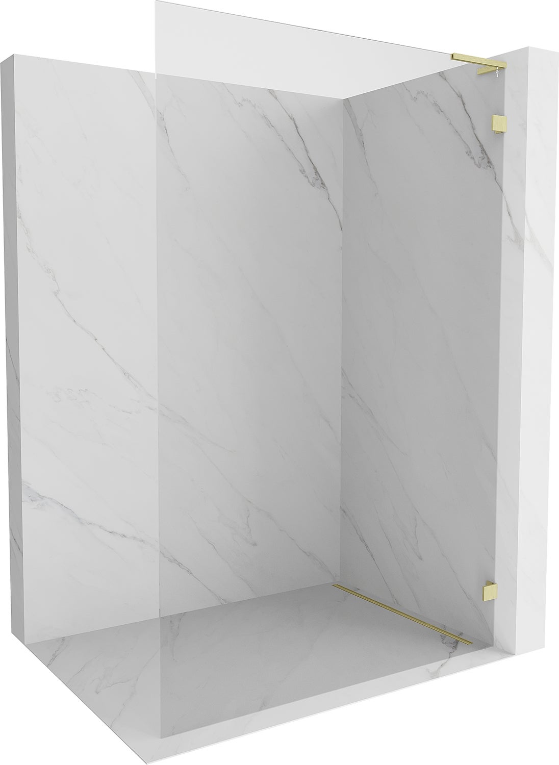 Mexen Lunar L ścianka prysznicowa Walk-in prawa 100 x 200 cm, transparent 8 mm, złota szczotkowana - 830L-100-000-55-00-P