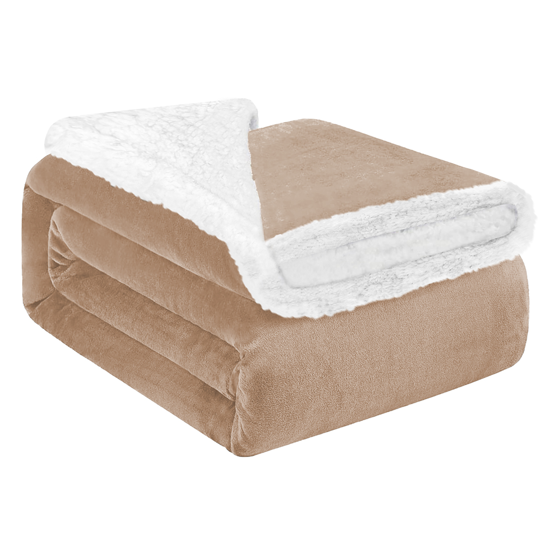 Acomoda textil – manta de sedalina con borreguito extra suave para invierno. manta cálida, ligera y transpirable para cama. (beige, 160x200 cm)