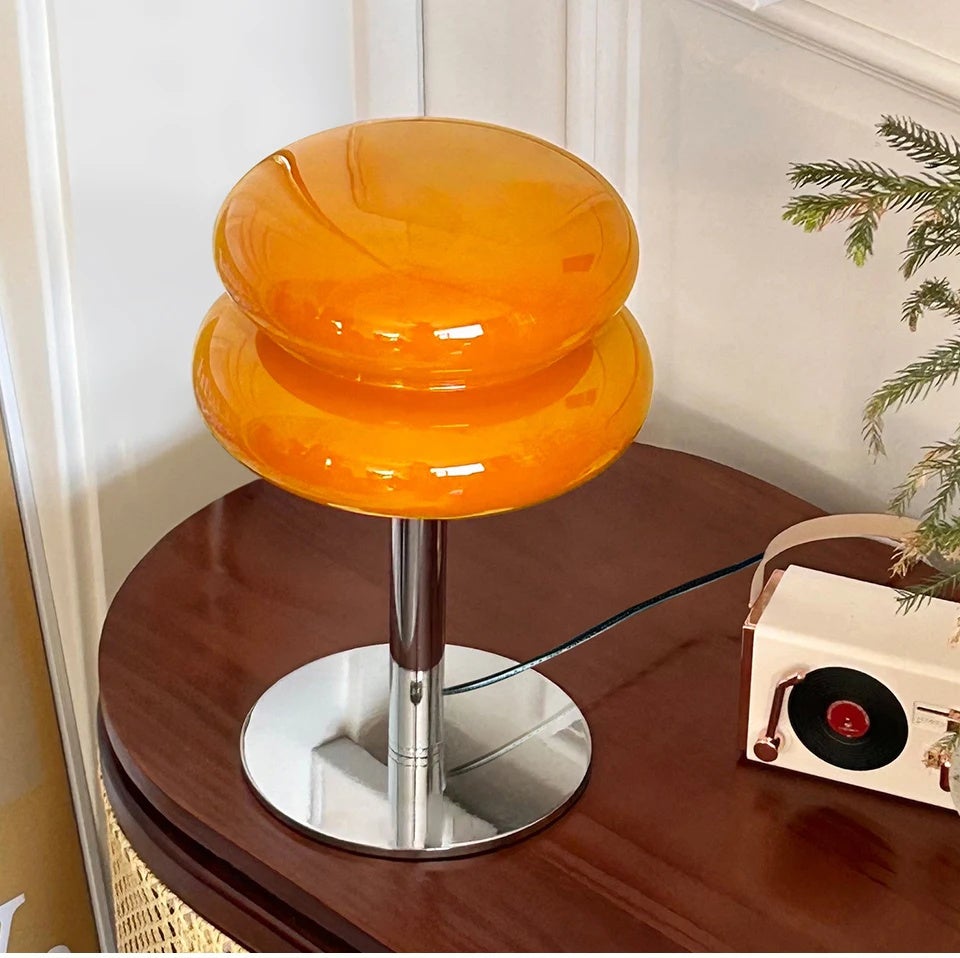 Lampe de chevet en PE, lampe de table moderne du milieu du siècle pour chevet, 3 températures de couleur, lampe de bureau rétro, orange - 4