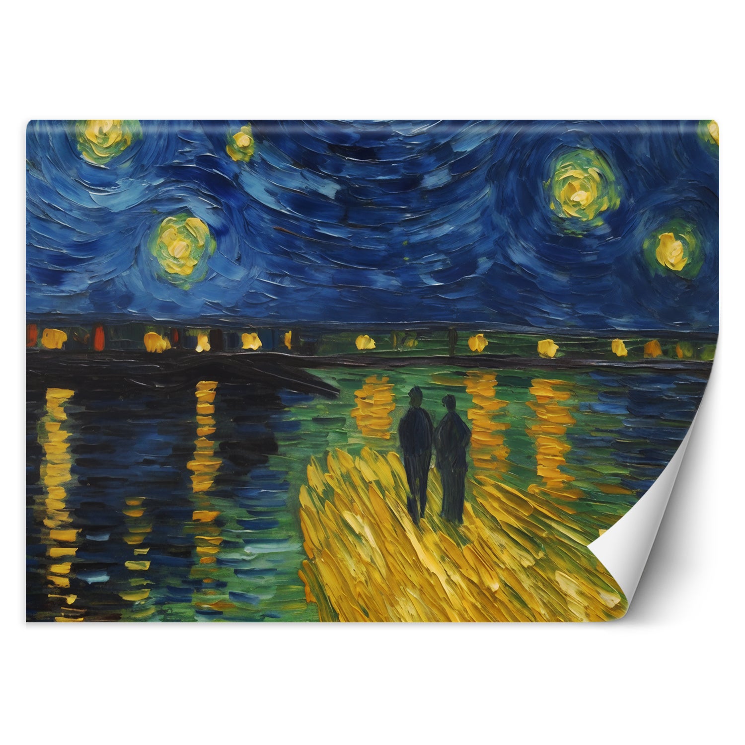 Affiche scolaire - Nuit étoilée sur le Rhône - Van Gogh - Art - 60x120 cm - Lattes noires