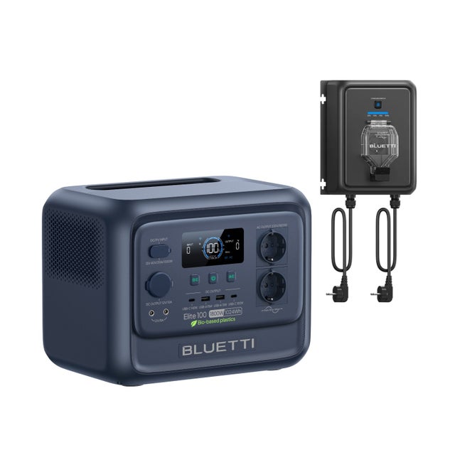 BLUETTI Elite 100 V2 (Biomatériau) avec Balco Transfer Hub | Batterie LFP 1024Wh, 1800W, Coque en Biomatériau, Injection Réseau 800W