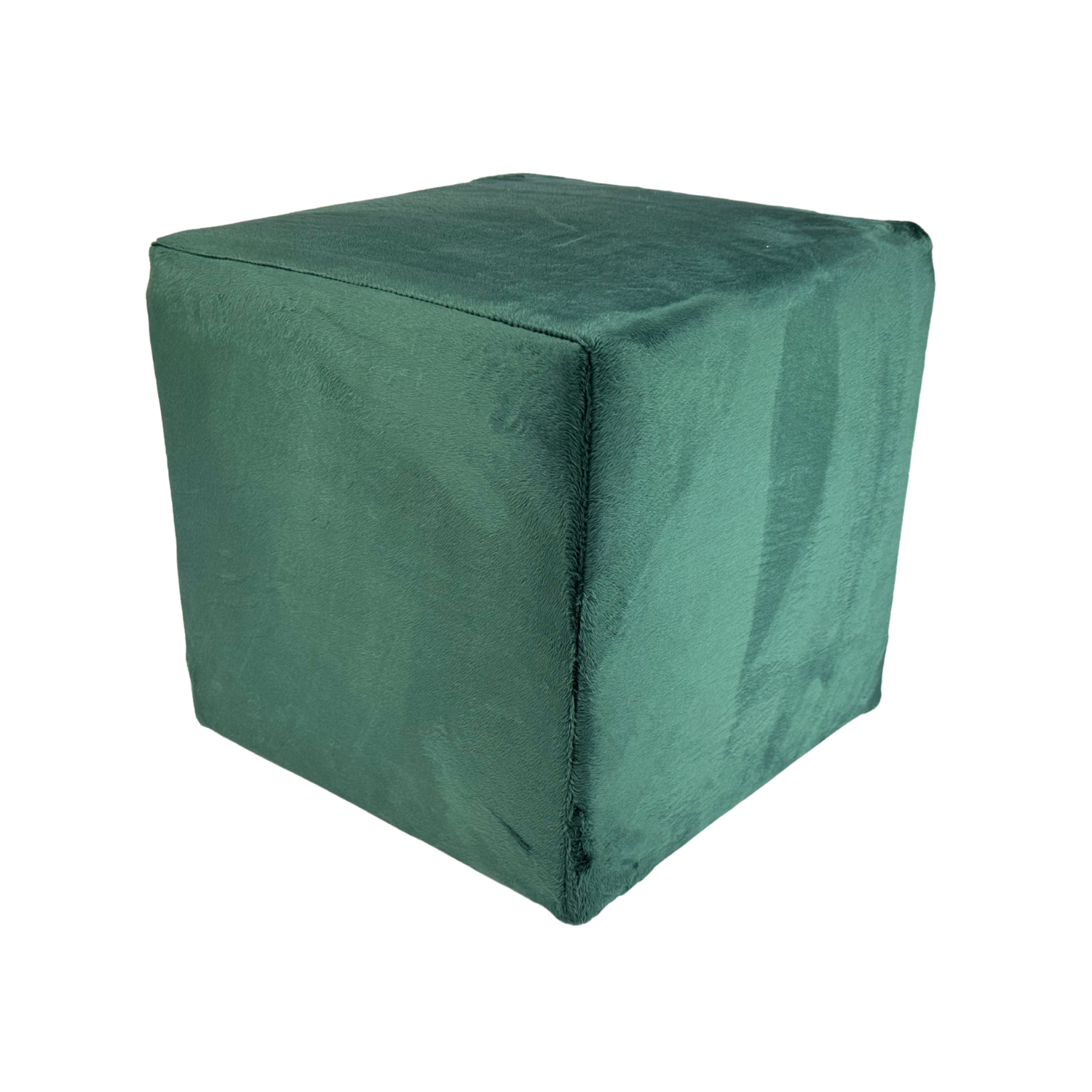 Pufa 40×40 cm podnóżek VELVET MINKY kwadratowa siedzisko miękka welurowa tkanina ciemna zieleń