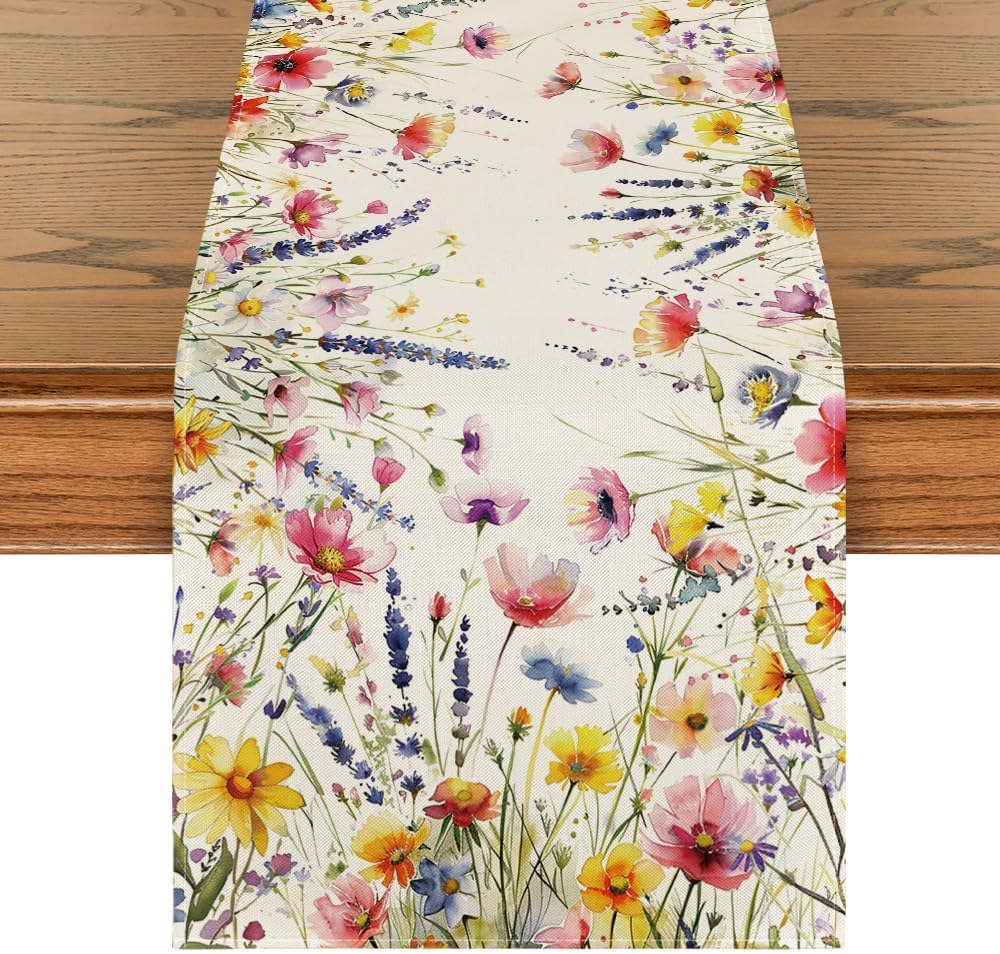 Nowoczesny, prostokątny bieżnik na stół – Zmywalna ozdoba letnia – Na święta, wesela, baby shower i posiłki – 33 x 183 cm