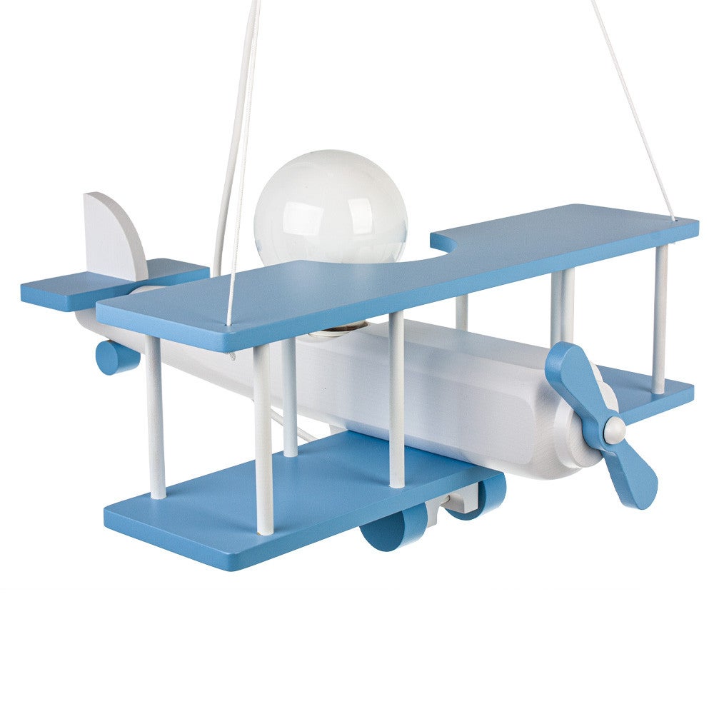 Lustre à Suspension Pour Chambre D'enfant, Avion En Bois 32cm X 30 Cm Couleur Bleu Clair Blanc 90952874