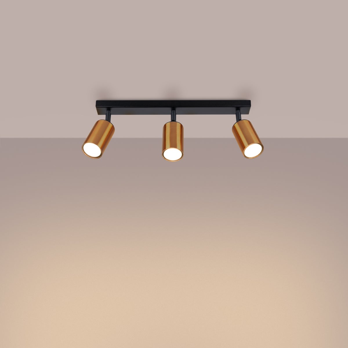 Plafon GLOIS 3 czarny/miedź LED 3000K - 45x6x18.5cm Sollux