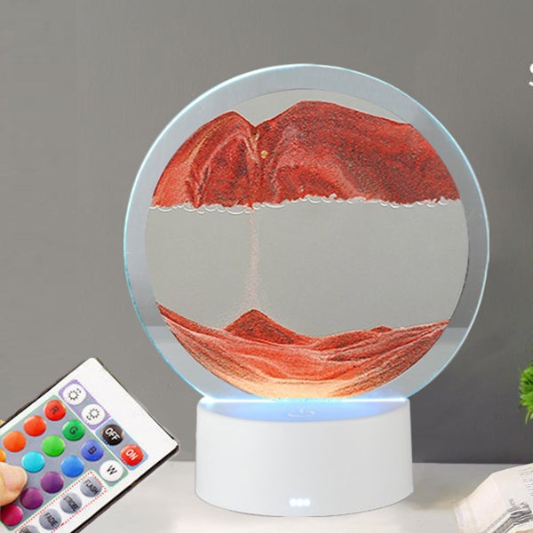 Lampada Notturna 3D A Sabbia Mobile – 16 Colori, Telecomando, Rotazione 360°, Alimentazione USB O Batterie