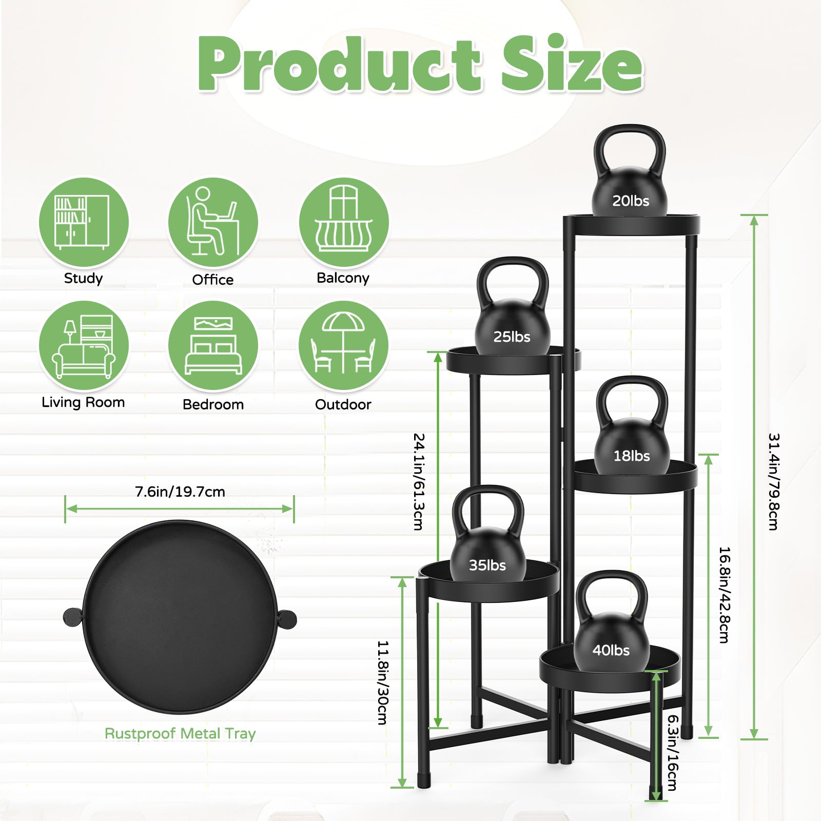 Étagère Métallique 5 Niveaux Design Moderne pour Plantes - Pliable, Résistante & Style Industriel - Idéale Salon, Balcon ou Jardin - Noir - 5