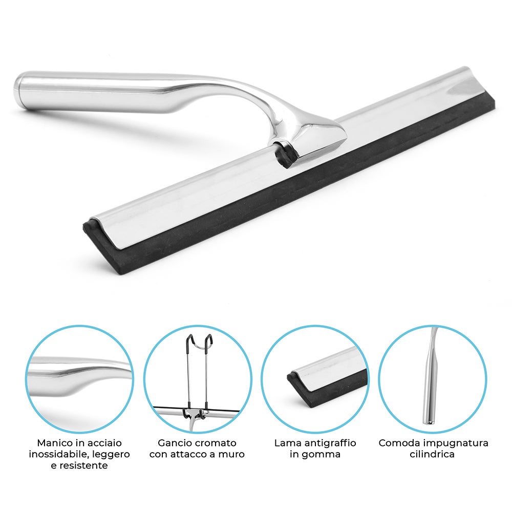 Tergivetro Doccia Spring - Spatola In Gomma Antigraffio Per Vetro | Manico Ergonomico Con Ventosa