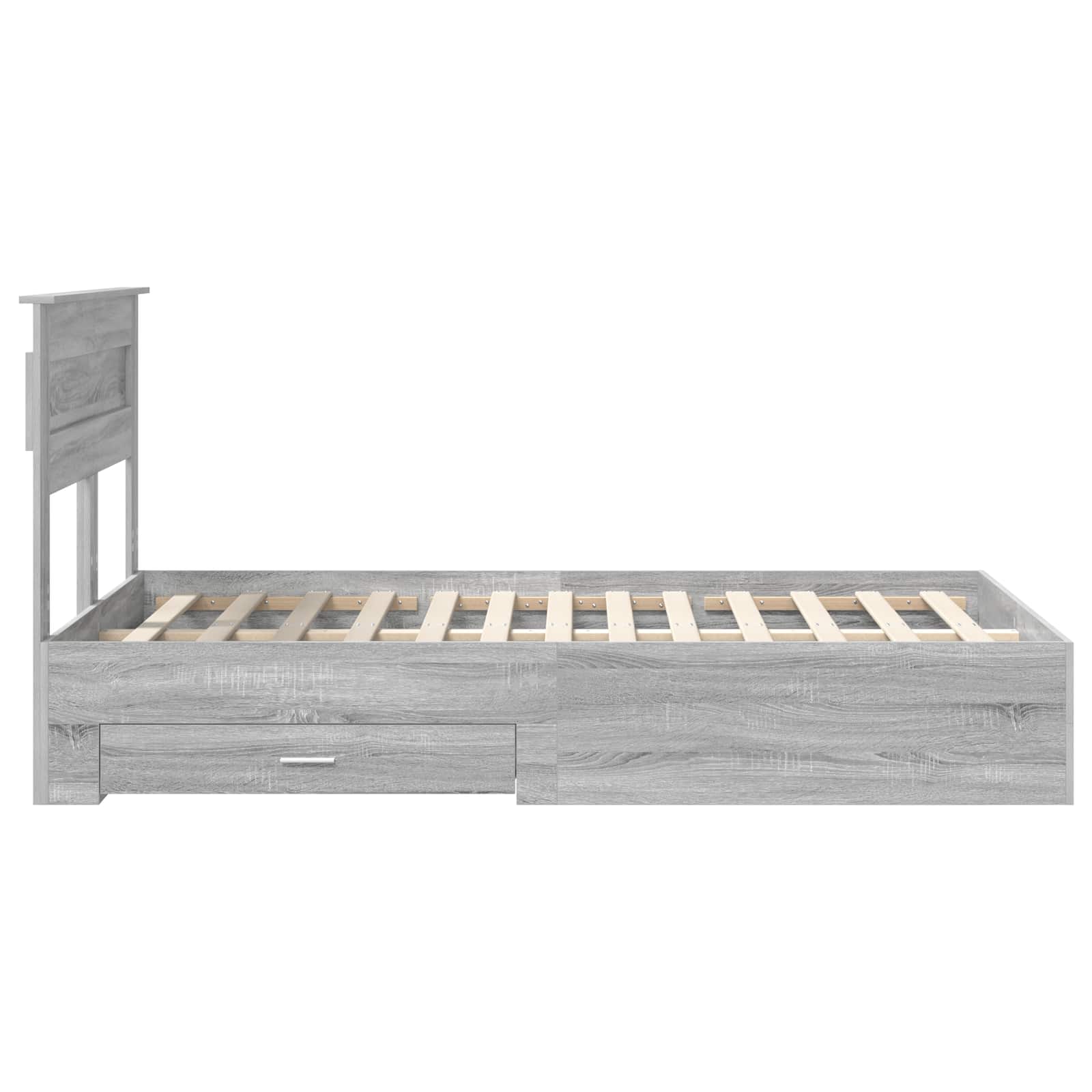 Cadre de lit gris 135 x 190 cm en panneau de bois - 9