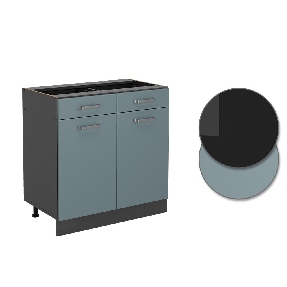 Vicco Meuble cuisine R-Line, Bleu-gris, 80cm , PT Anthracite - 5