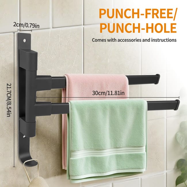 Portasciugamani sopra la porta, senza fori, per cucina, bagno e guardaroba, 23 cm, 2 pezzi (nero) | Leroy Merlin Portasciugamani sopra la porta, senza fori, per cucina, bagno e guardaroba, 23 cm, 2 pezzi (nero) | Leroy Merlin