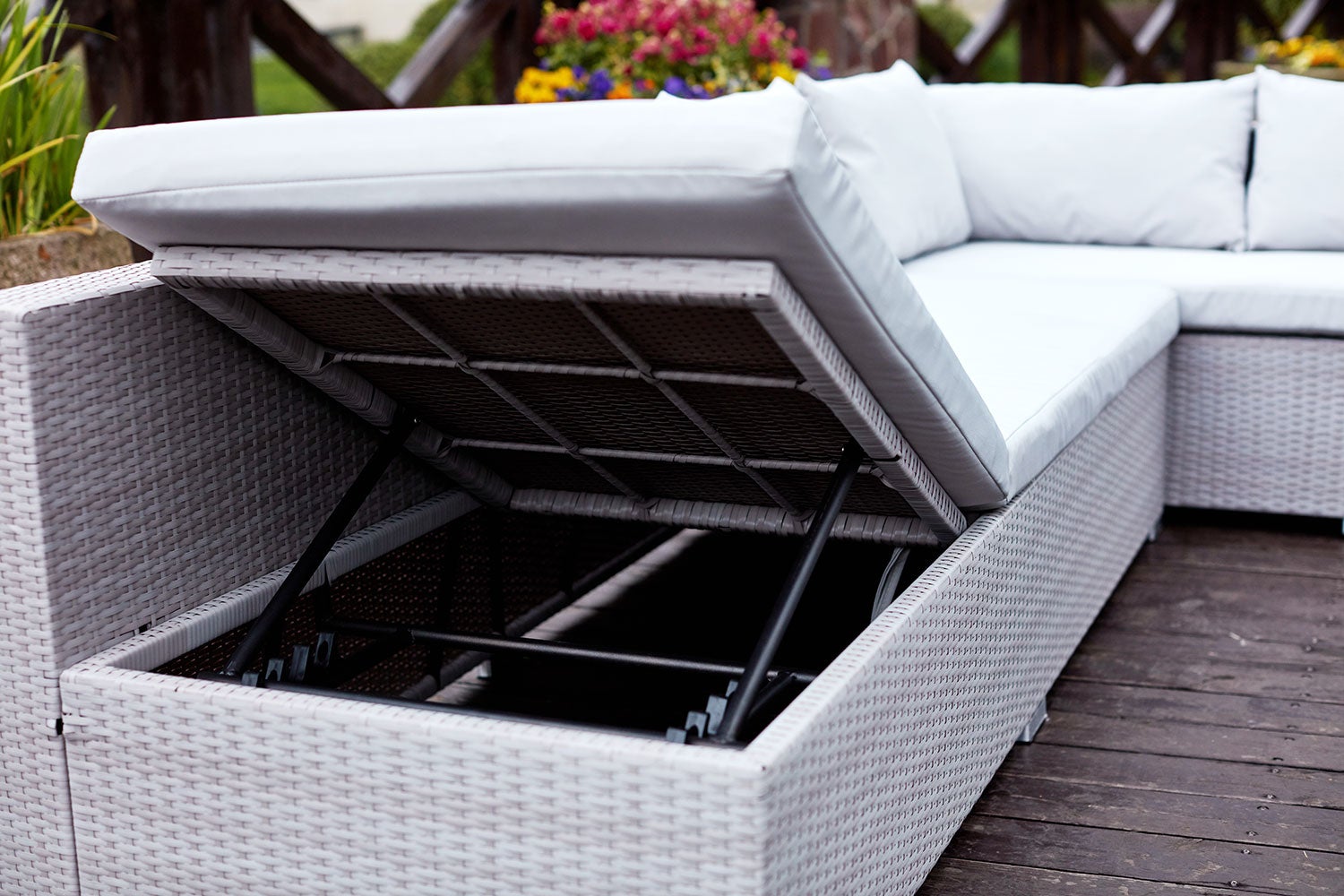 Salon de jardin encastrable 10 places en résine tressée gris SAMOA - 3