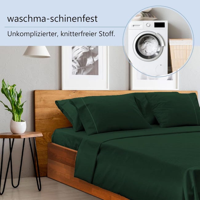 Lenzuolo Con Angoli Elasticizzati 140x200 Cm - 100% Cotone Jersey, Verde - Foto 11