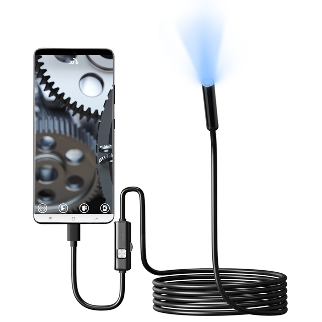 Caméra endoscopique d'inspection, objectif 5,5 mm, haute résolution, LED, IP67 10 m