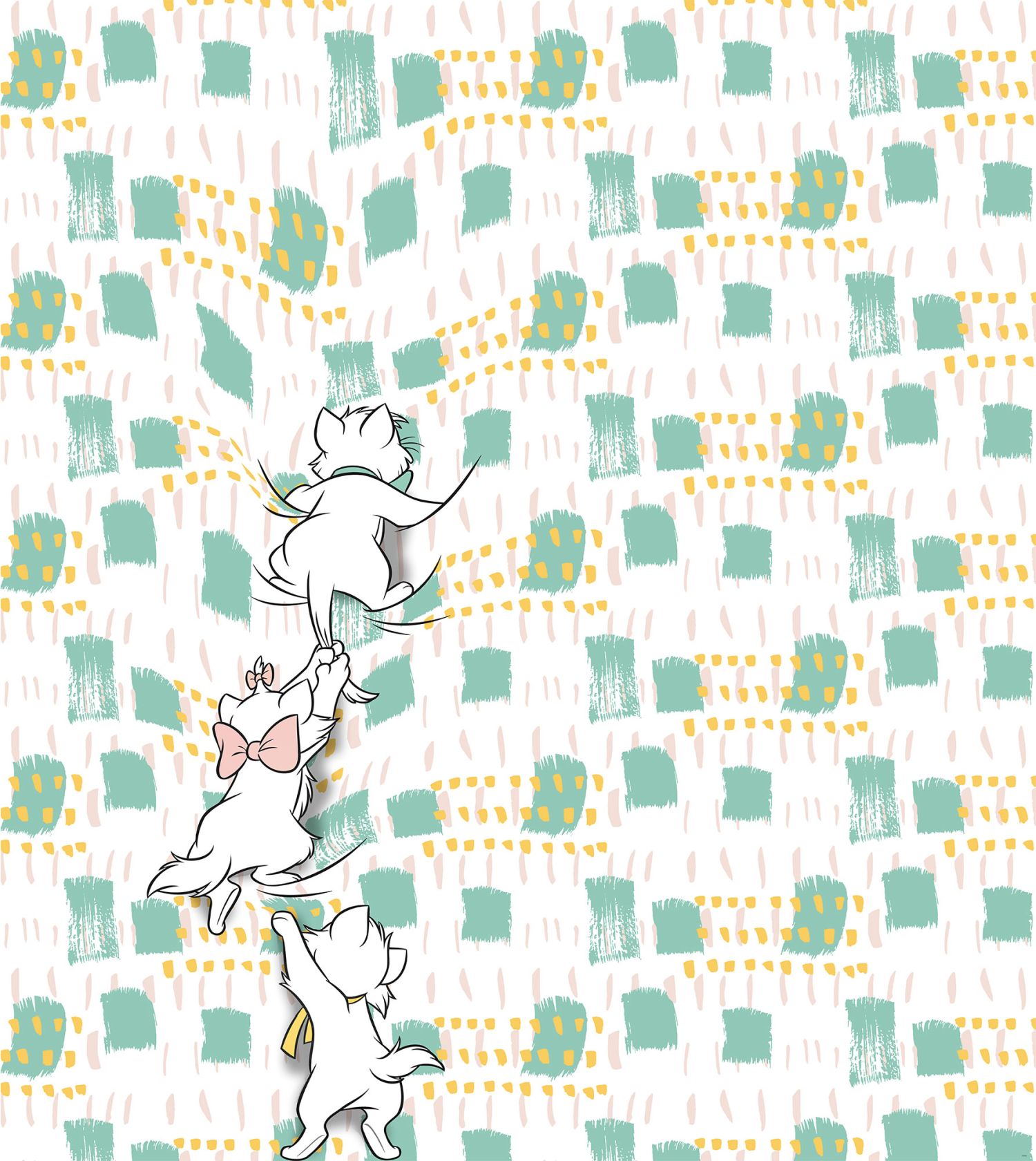 Fotomural los aristogatos menta verde y amarillo - 250 x 280 cm - disney