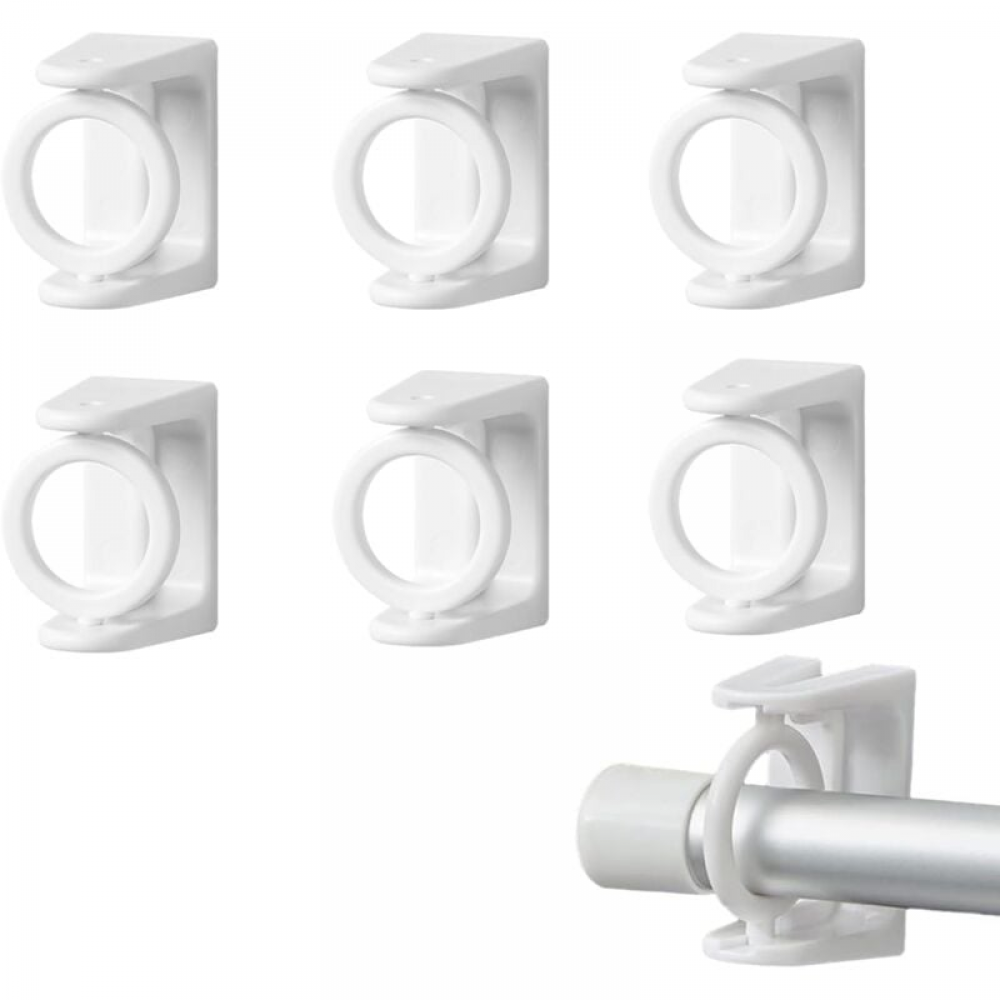 6 Supports Tringle à Rideaux Sans Perçage - Autocollant Ou Vis, Charge Jusqu'à 13.6kg - 10