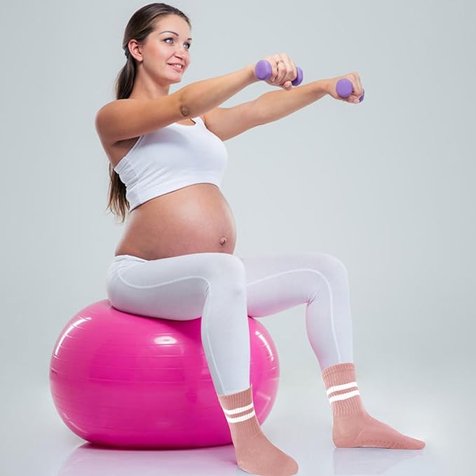 Chaussettes de yoga antidérapantes pour femmes, bleu vert rose, 17 x 8,5 x 9 cm, lot de 3 pièces, adaptées au Pilates - 4