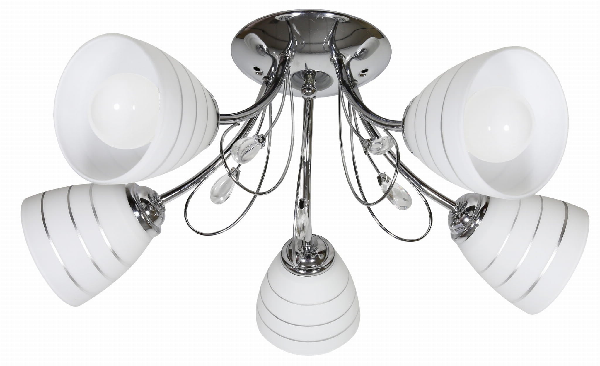 Lampa wisząca Simpli chromowana biała 5xE27x40W klasyczna wym: 23 x 54 x 54 cm metal Candellux