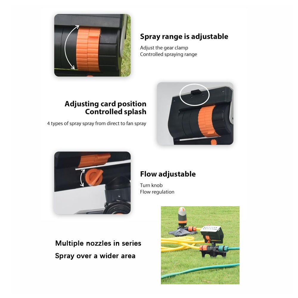 Arroseur rotatif haute pression, arroseur oscillant automatique 16 trous, 4 types de jets, idéal pour l'arrosage de la maison et du jardin. - 8