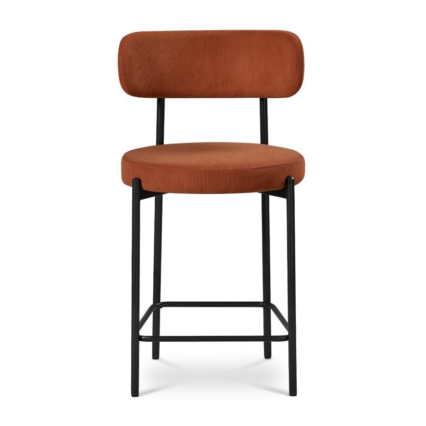 Lot de 2 tabourets de bar modernes IRIS velours côtelé terracotta 65cm - 5