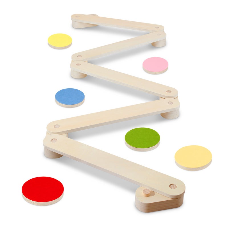 Poutre D'équilibre En Bois 3 En 1 – 6 Planches + 4 Faisceaux + Pierres De Marche – Montessori, Parcours Sensoriel, Antidérapant