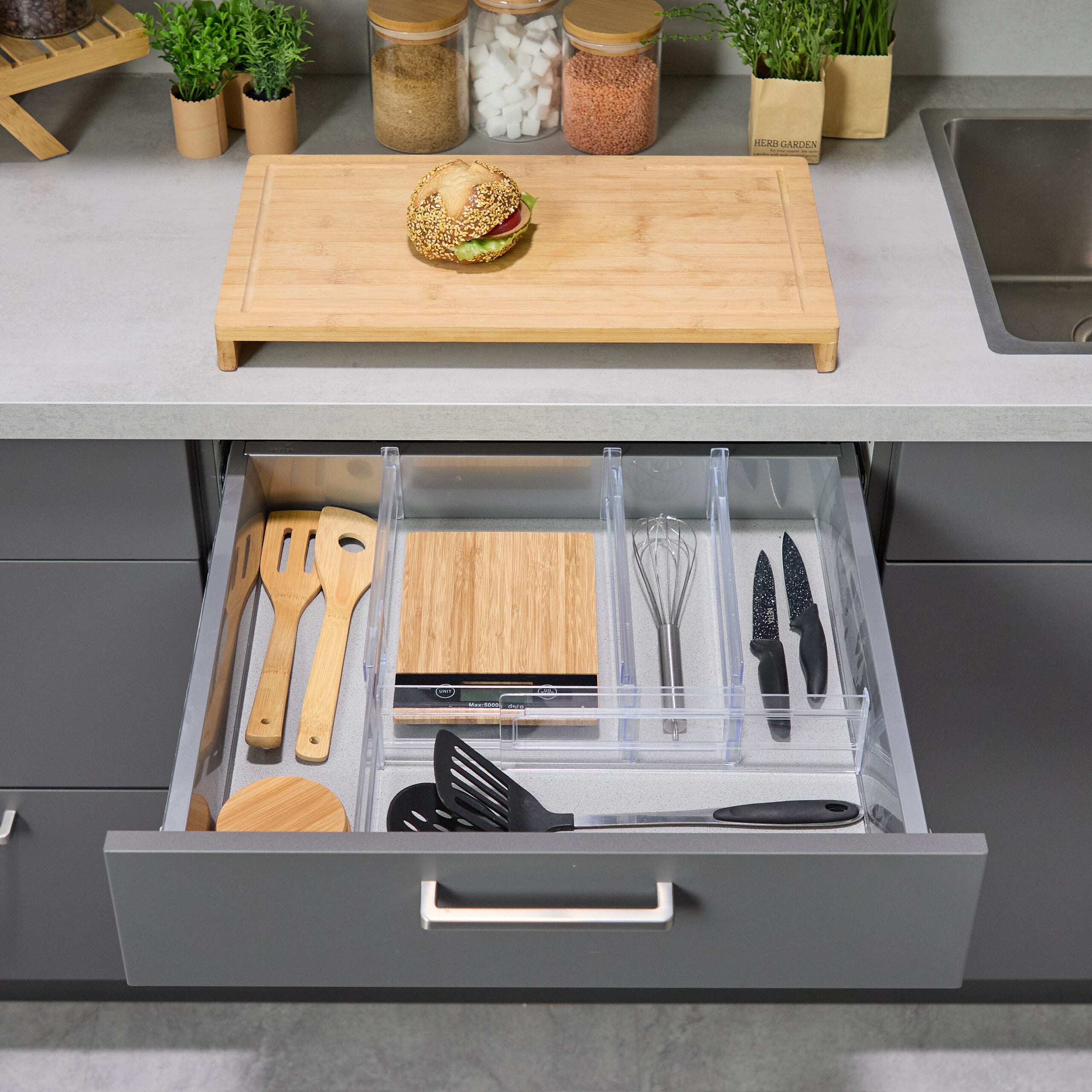 5x Séparateurs De Tiroir Réglables - Blanc - Hauteur 8.9cm - Longueur 29.5-45.5cm - Pour Cuisine, Bureau, Rangement