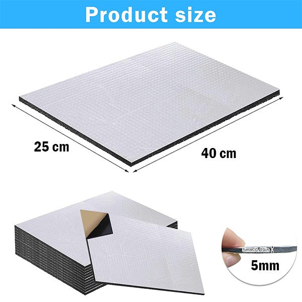 Pack De 15 Alfombrillas Aislantes Para Coche | 400x250 Mm | 5 Mm Grosor | Autoadhesivas | Aislamiento Acústico Y Térmico