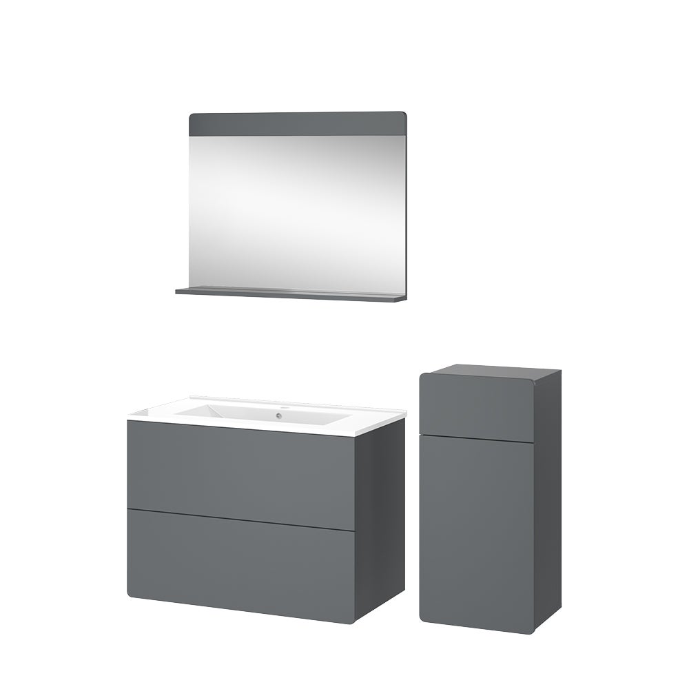 Vicco Zestaw mebli łazienkowych Izan, Szary, 4 sztuki z jednostką midi