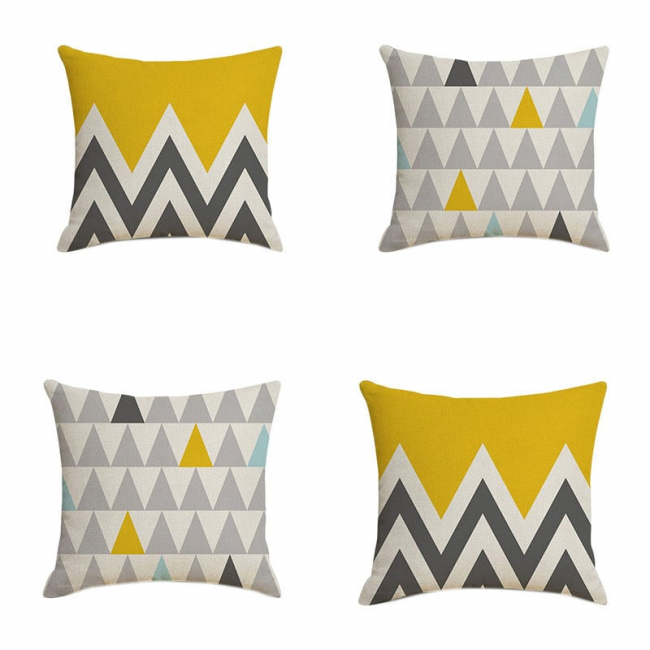 Zestaw 4 poduszek Nordic Unique Geometryczny wzór fali potrójne narożne 45x45 cm drukowane poduszki do biura sypialnia