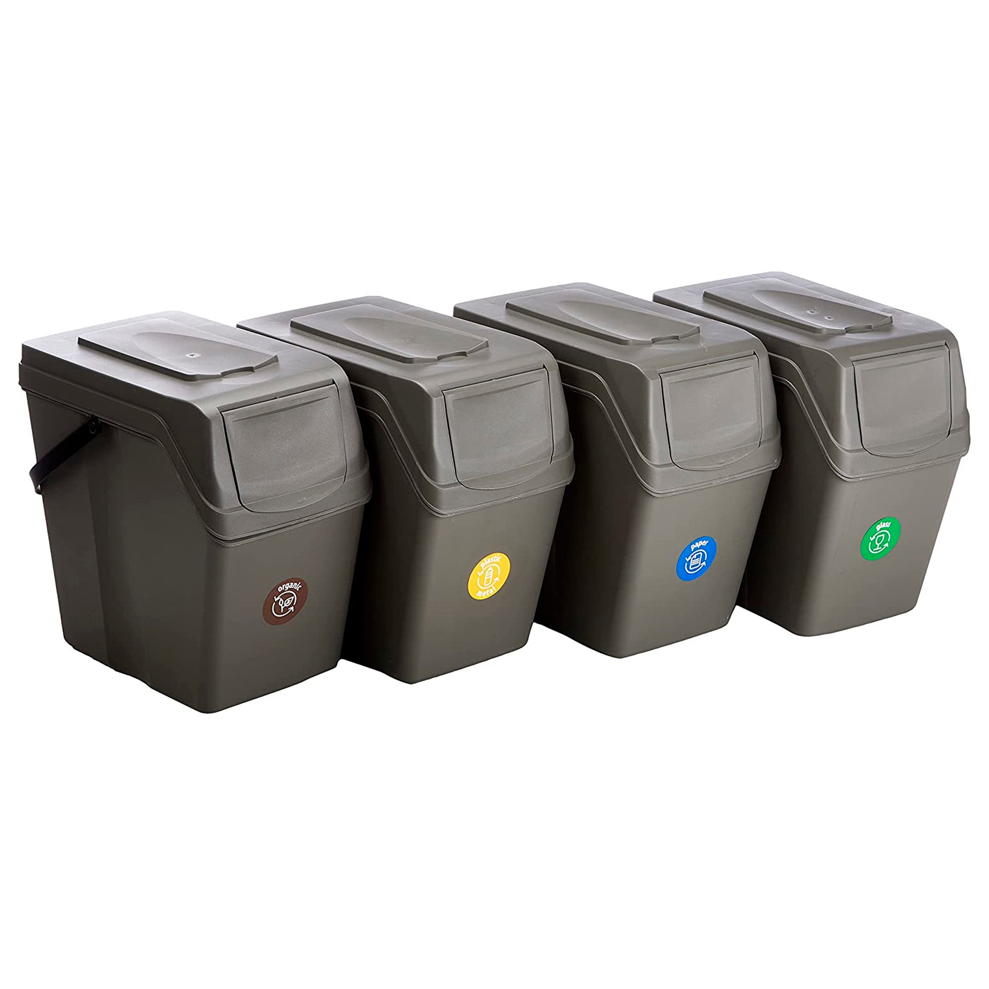 Keden Sortibox Lot de 3 poubelles en plastique 100 % recyclé, noir, 75 l