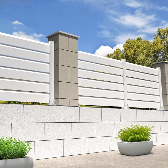Recinzione privacy (Bianco - L 1911 x H 1022 mm - 7 doghe)
