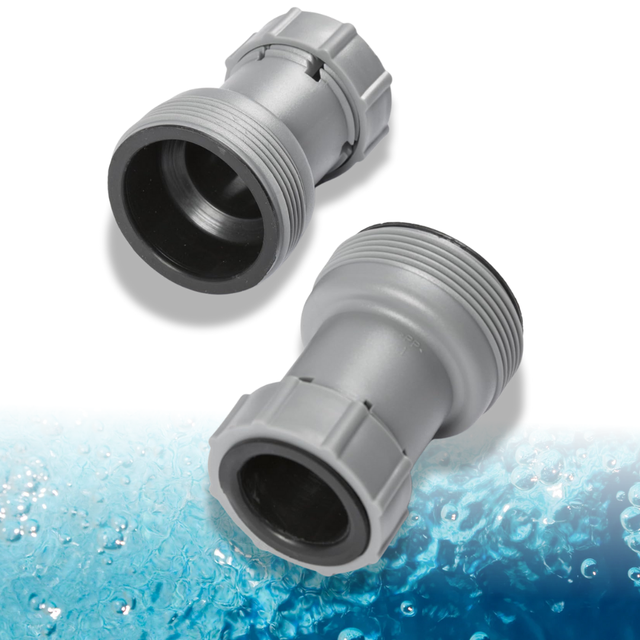 Adattatori Piscina 32/38 mm Compatibili con Intex e Bestway, Set 2 Connettori per Tubi Piscine Fuori Terra, Facili da Installare, Grigio